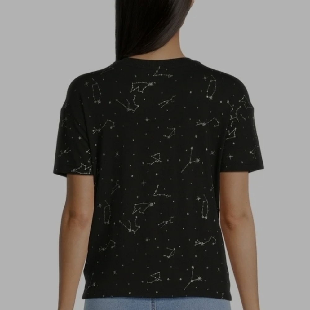 No Boundaries Black Celestial Print Short Sleeve Tee—Size M - Picture 3 of 11